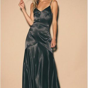 Black Satin Maxi Dress